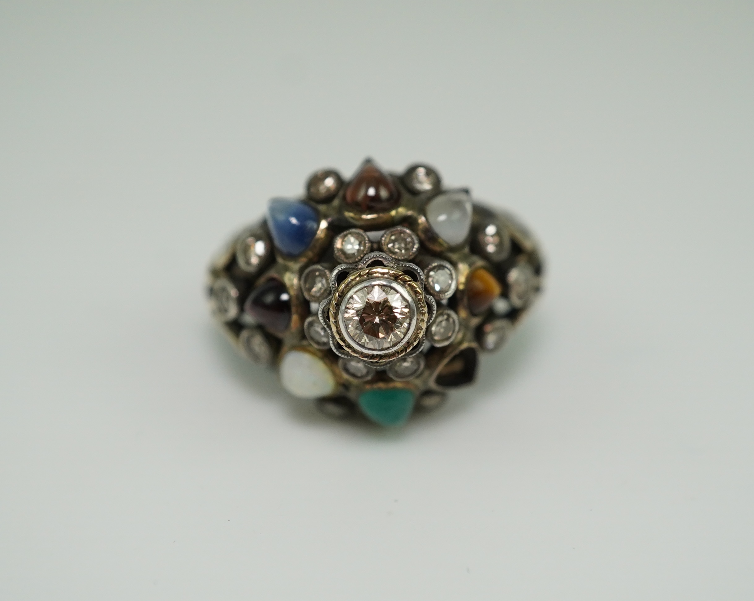 A multi-gem and diamond 'Navaratna' ring